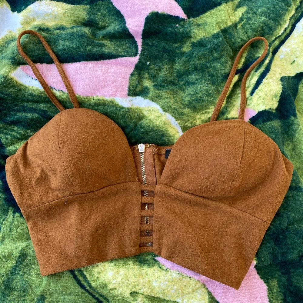 Brown Cutout Crop Top